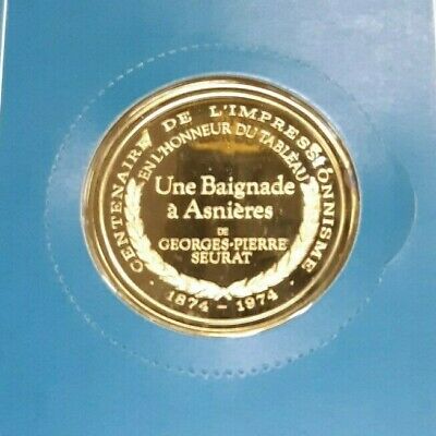 Masterpieces of Impressionism Gold Plated .925 Silver PR Medal-Bathers/Asnieres