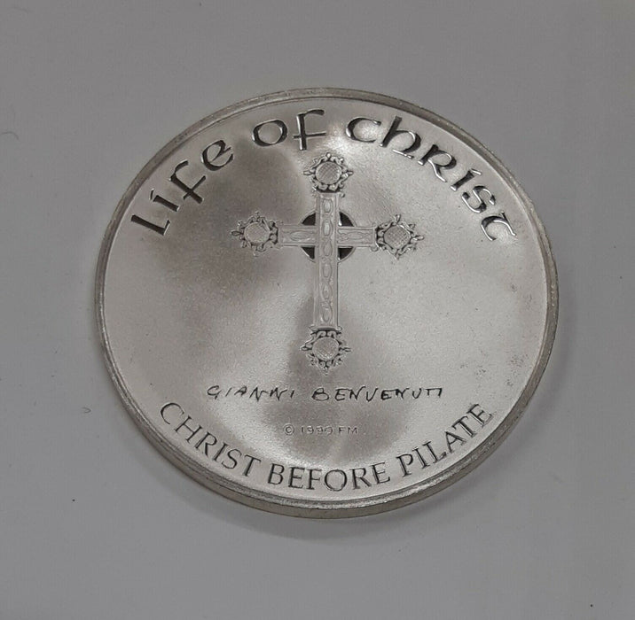 Franklin Mint Life of Christ .925 Silver Medal by Benvenuti-Christ Before Pilate