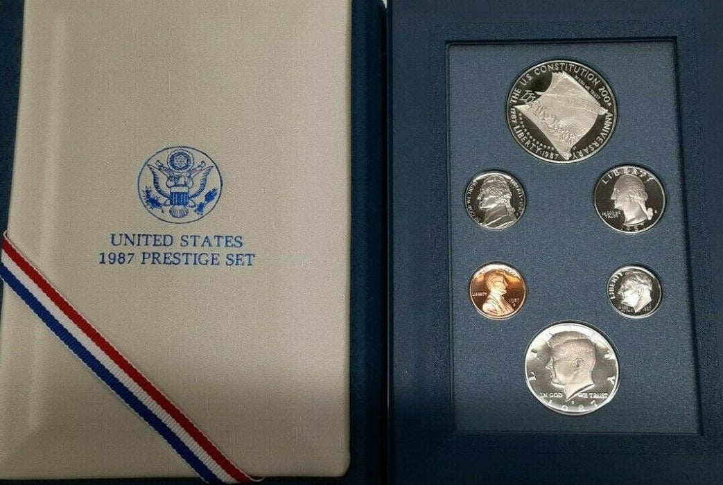 1987-S Prestige Set 6 Gem Proof Coins Constitution Silver $1 No Box or COA