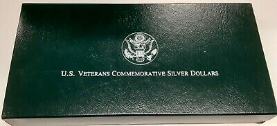 1994-W US Veterans Commemorative 3 Coin Silver Dollar UNC Set W/US Mint Box COA