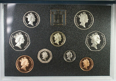 1992 Royal Mint Blue Box United Kingdom Proof Coin Collection 9 Coin Set w COA