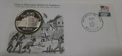 1971 Fort Halifax ME Great Historic Sites PR Silver Medal in First Day Cover