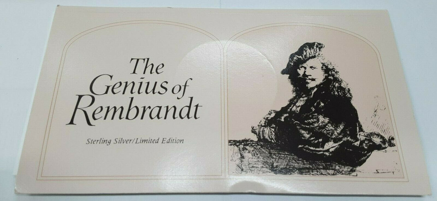 Franklin Mint Genius/Rembrandt PR .925 Silver Medal-The Good Samaritan in Card