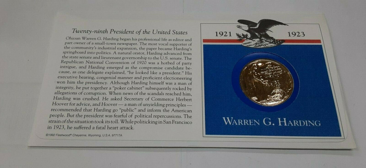 Warren G. Harding Presidential Medal in FDC - Hail to The Chiefs Collection