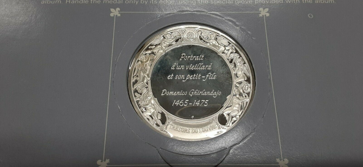Franklin Mint Treasures of The Louvre .925 Silver Medal- Old Man & Grandson