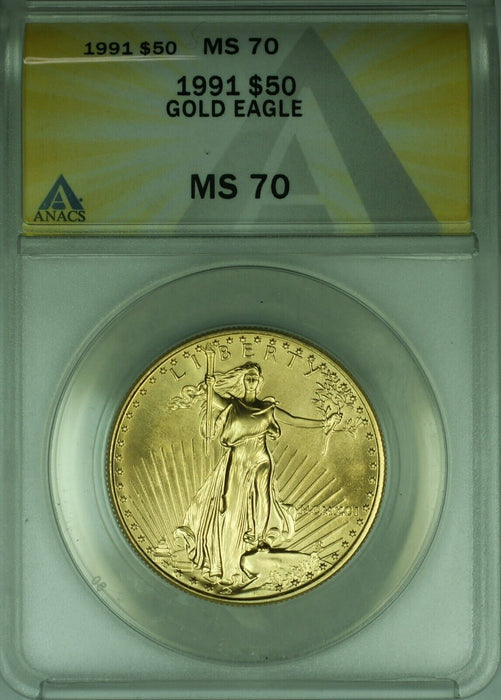 1991 American Gold Eagle AGE $50 1 Ounce Coin ANACS MS-70 Perfect Coin