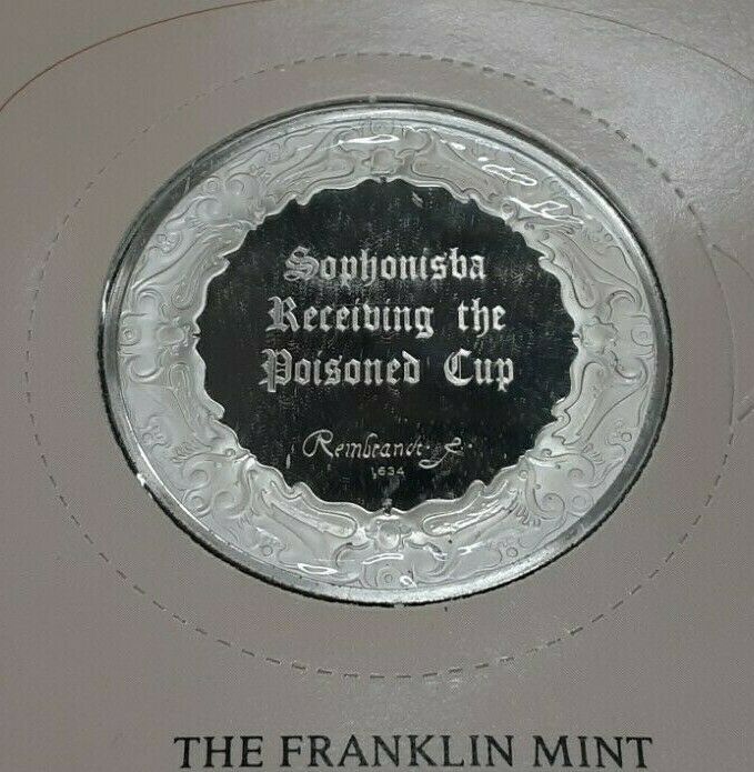 Franklin Mint Genius/Rembrandt PR .925 Silver Medal-Sophonisba/Poisoned in Card