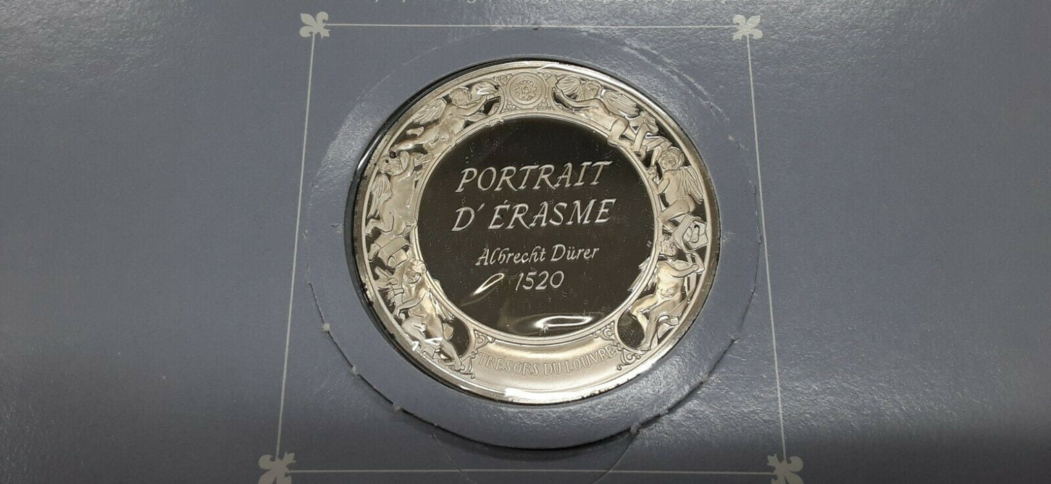 Franklin Mint Treasures of The Louvre .925 Silver Medal- Portrait of Erasmus