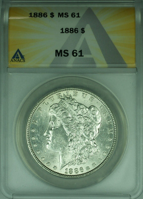 1886 Morgan Silver Dollar S$1 ANACS MS-61 Better Coin (26A)