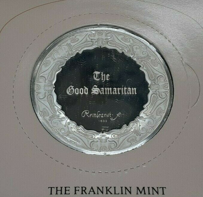 Franklin Mint Genius/Rembrandt PR .925 Silver Medal-The Good Samaritan in Card