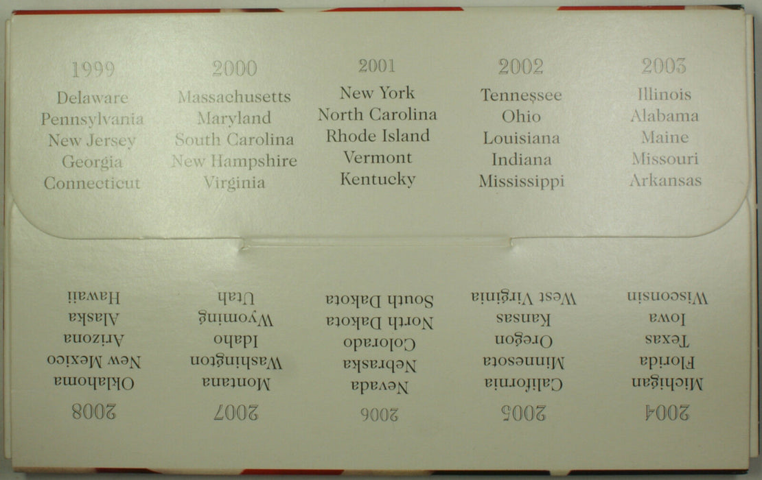 2001 Philadelphia Platinum Edition State Quarter Collection 5 Quarter UNC Set