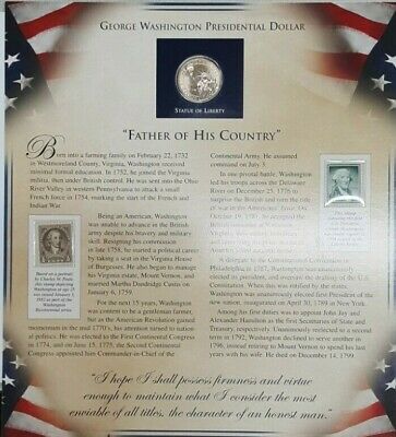 PCS George Washington BU Presidential $1 Coin & Stamp Set in Holder