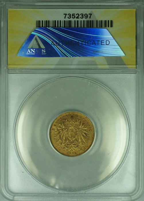 1909 Austria 10 Corona Gold Coin ANACS AU-53