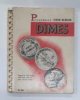 Vintage President Empty Coin Album-US Dimes Can Hold 105 Dimes USED
