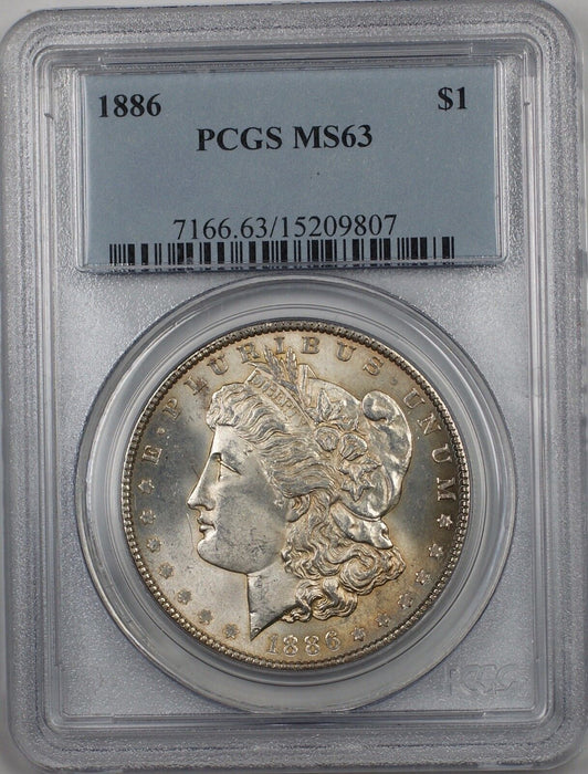 1886 Morgan Silver Dollar $1 Coin PCGS MS-63 (BR-19 J)