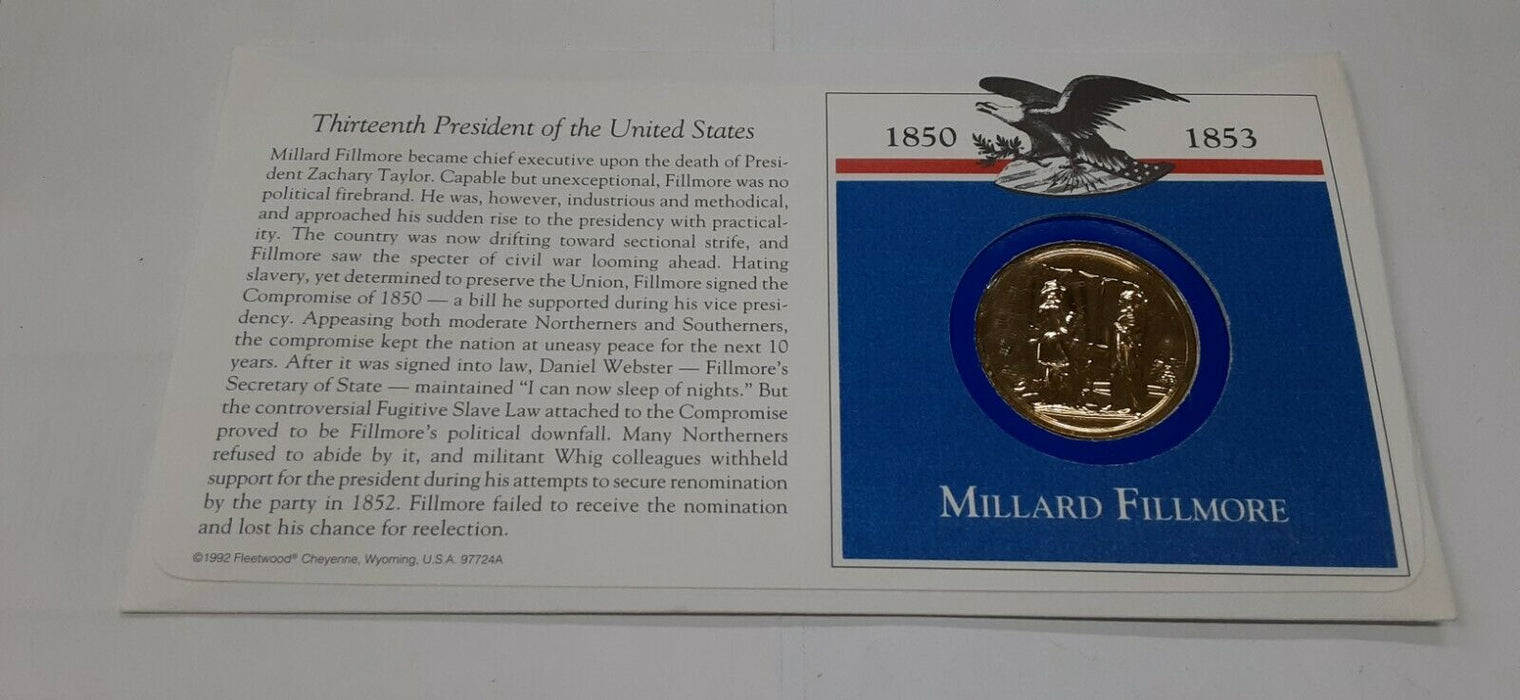 Millard Fillmore Presidential Medal in FDC - Hail to The Chiefs Collection