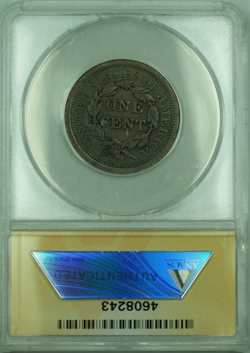 1852 Braided Hair Large Cent 1c Coin ANACS VF-30 Details Damaged