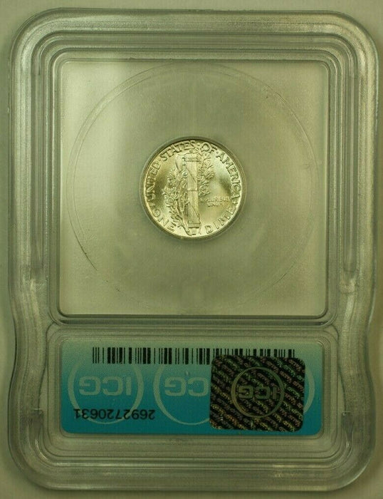 1943 Silver Mercury Dime 10c Coin ICG MS-64FSB E