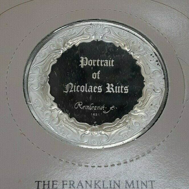 Franklin Mint Genius/Rembrandt PR .925 Silver Medal-Nicolaes Ruts in Card