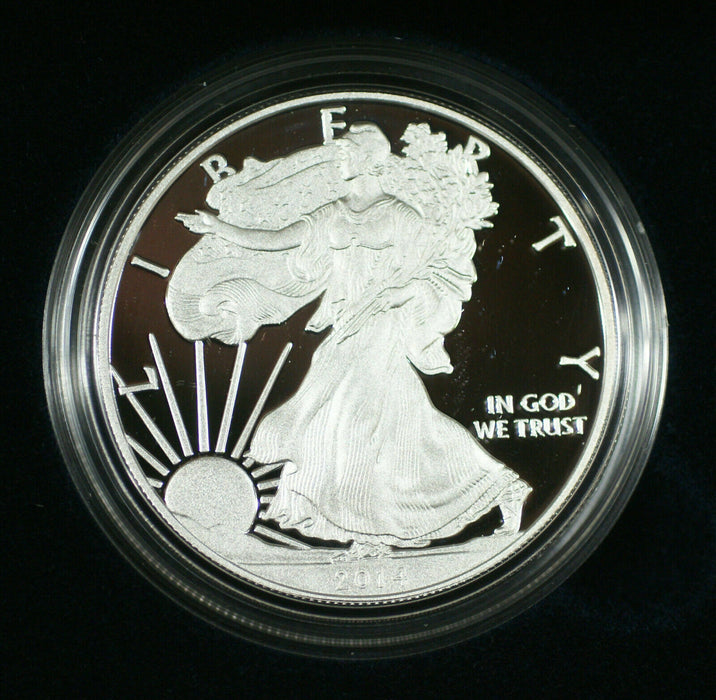 2014-W Proof American Silver Eagle S$1 1 Oz Troy .999 Fine With COA & OGP