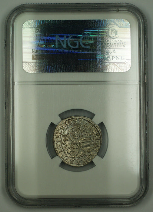 1639 Austria 3 Kreuzer Silver Coin Graz Mint NGC MS-63