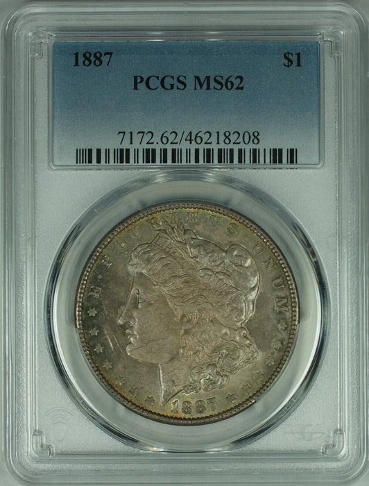 1887 Morgan Silver Dollar Coin PCGS MS-62 W/Beautiful Toning   (47B)