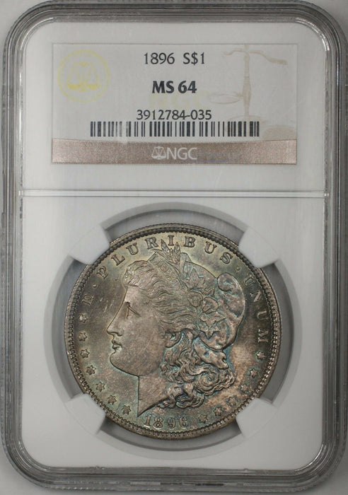 1896 Morgan Silver Dollar $1 Coin NGC MS-64 Toned