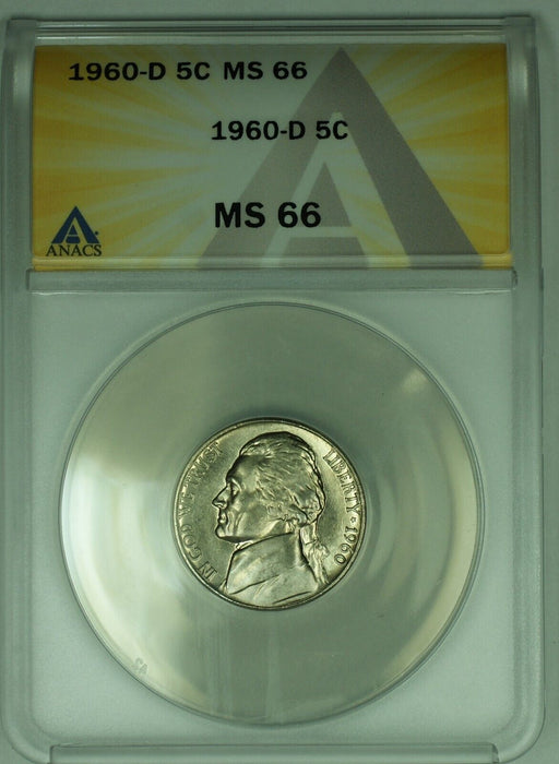 1960-D Jefferson Nickel 5C ANACS MS 66 (52)