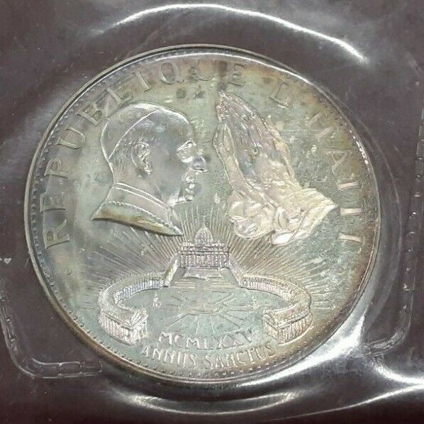 1974 Haiti 50 Gourdes "Holy Year" Silver Coin KM#123 in Original Case