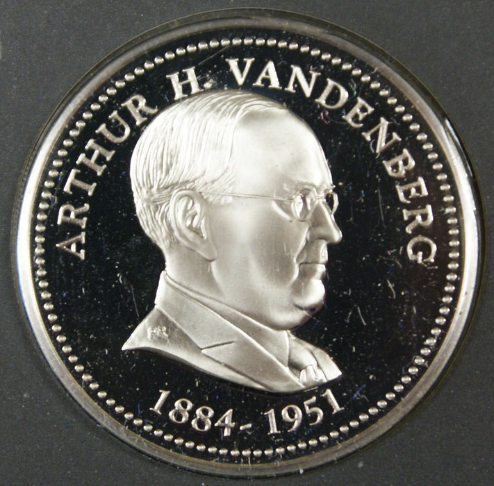 Arthur Vandenberg Proof Silver Medal, By The Franklin Mint Sterling Silver Medal