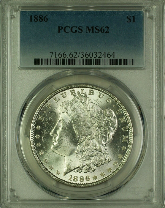 1886 Morgan Silver Dollar $1 Coin PCGS MS-62 (19J)