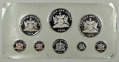 1974 Trinidad & Tobago 8 Coin Proof Set- Sterling Silver- w/Box & COA