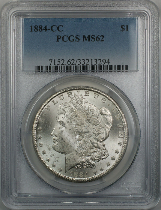 1884-CC Morgan Silver Dollar $1 Coin PCGS MS 62 (Better Coin 12-B)