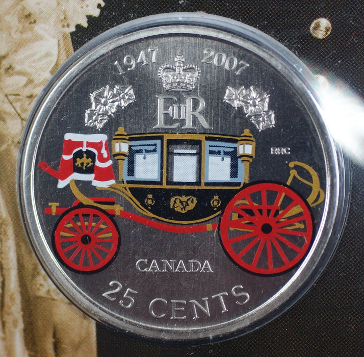 2007 60th Wedding Anniversary of the Queen Canadian 25 Cent Commem Coin