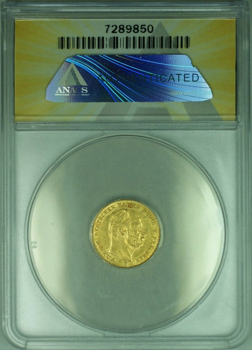 1877-B Germany-Prussia 5 Mark Gold Coin ANACS AU-50  (DW)