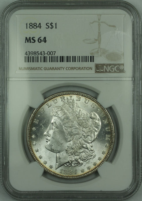 1884 Morgan Silver Dollar $1 Coin NGC MS-64 Lightly Toned Rim (13)