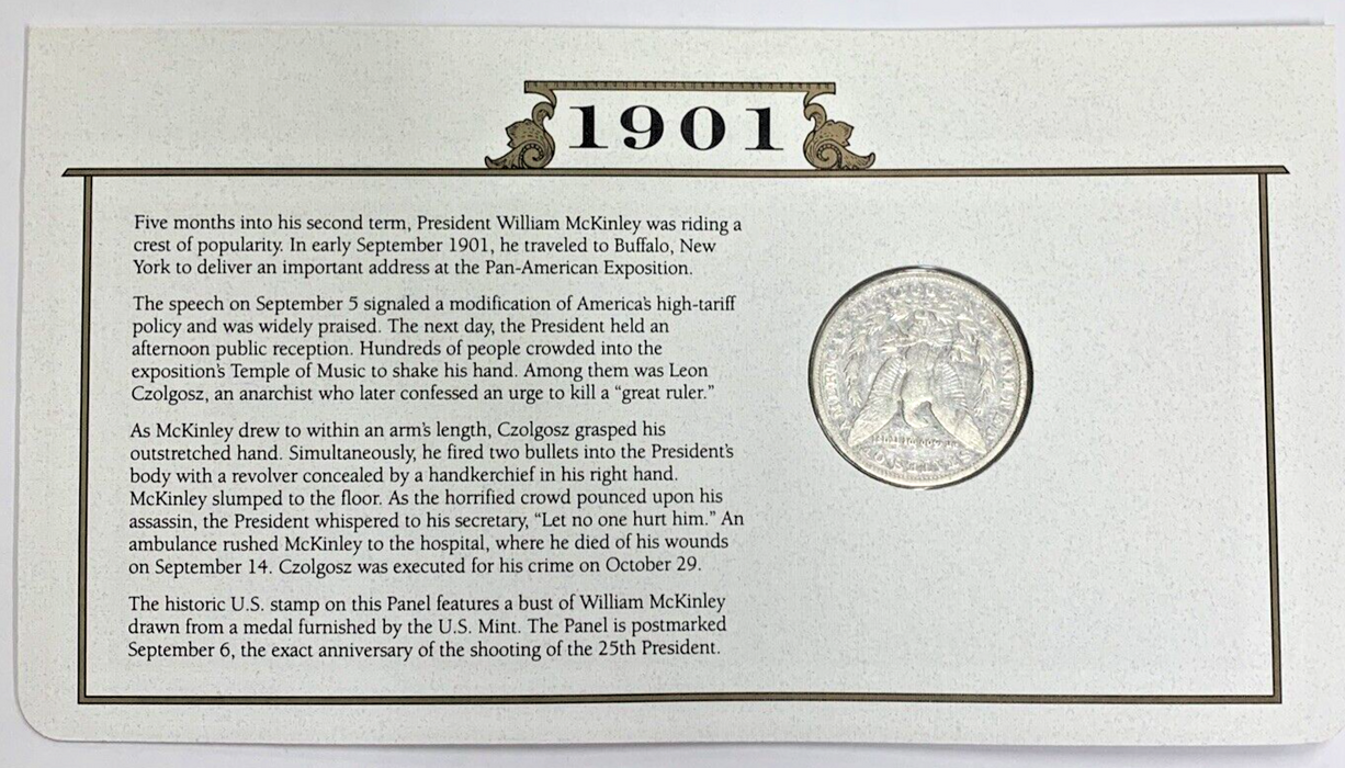 1901-O Morgan Silver Dollar $1 Coin Collection-Commemorative Stamp Card