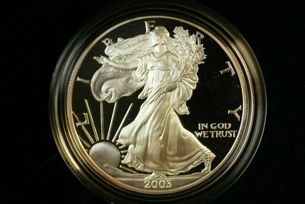 2003-W Proof American Silver Eagle S$1 1 Oz Troy .999 Fine With COA & OGP