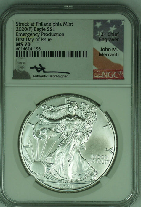 2020 American Silver Eagle $1 Coin ASE NGC MS 70 Struck At Philadelphia (49) A