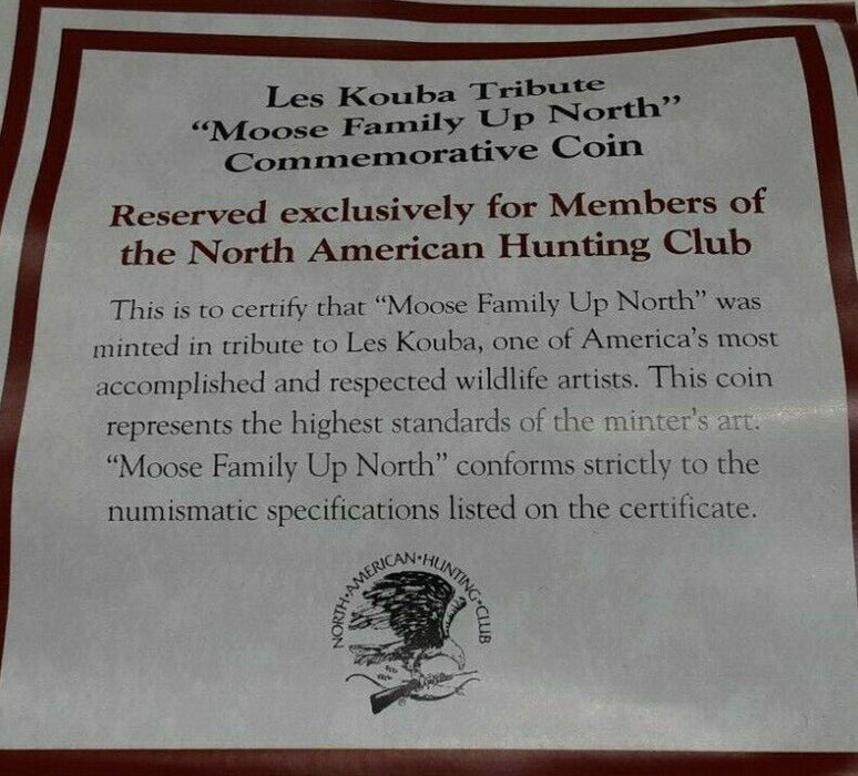 North American Hunting Club/Les Kouba Tribute Silver Plated Medal  Case w/COA