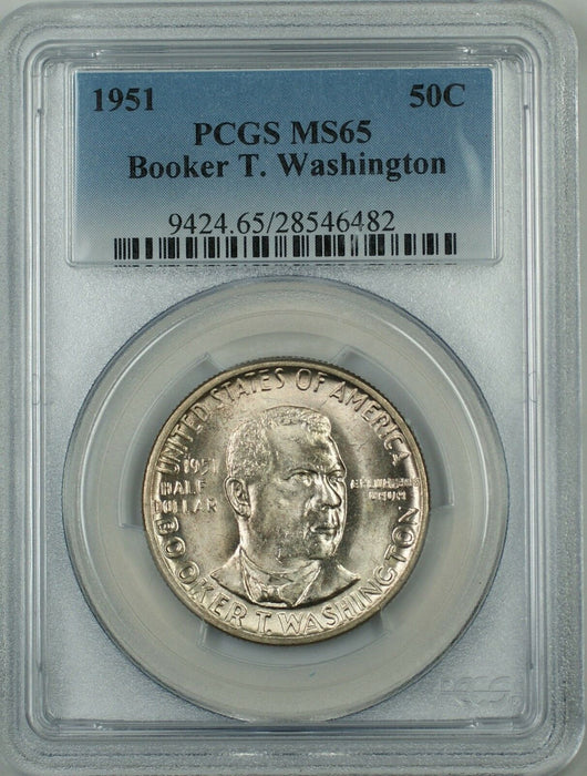 1951 Booker T. Washington Silver Half Dollar Coin PCGS MS-65 Lightly Toned Gem
