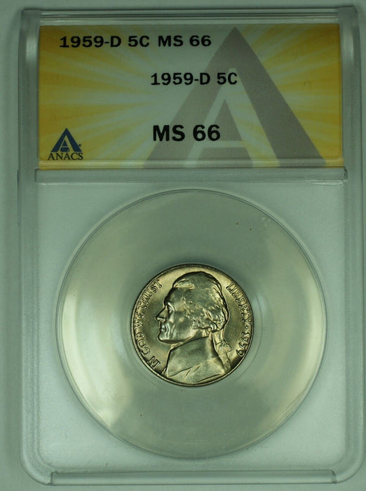 1959-D Jefferson Nickel 5C ANACS MS 66 (52)