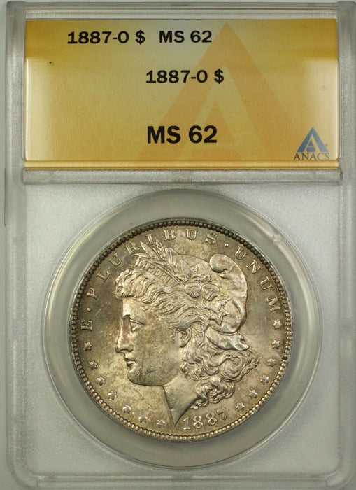 1887-O Morgan Silver Dollar $1 Coin ANACS MS-62 Toned