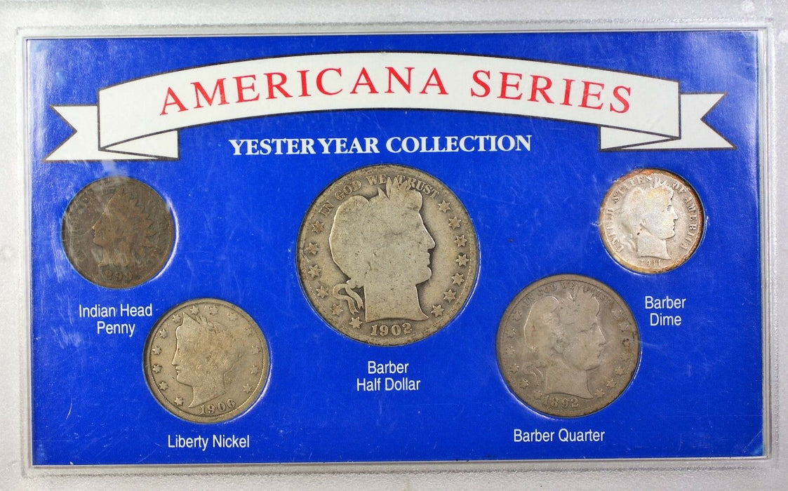 1892 Americana Series 5 Coin Set Mixed Dates w/ Silver Half Quarter & Dime
