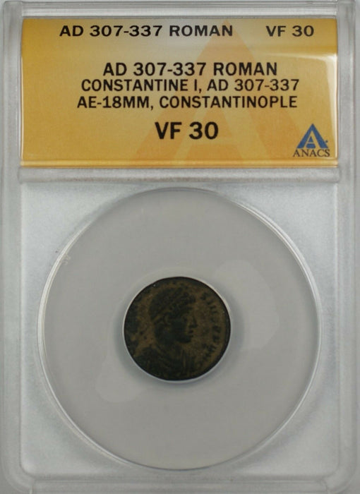 307-337 AD Roman Constantine the Great Constantinople Ancient Coin ANACS VF 30
