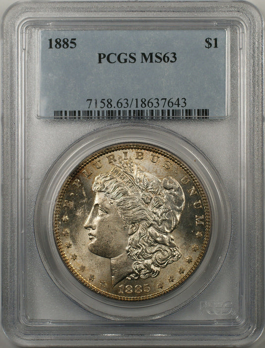 1885 Morgan Silver Dollar Coin $1 PCGS MS 63 (BR-17 B)