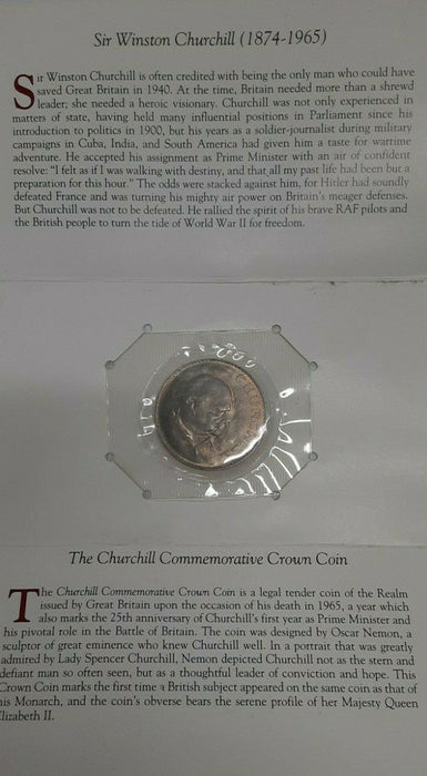 1965 Great Britain Churchill Centenary Crown BU in Info Folder