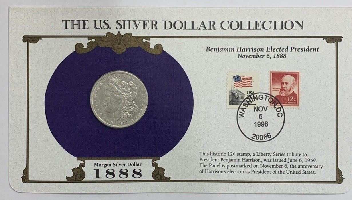 1888-O Morgan Silver Dollar $1 Coin Collection-Commemorative Stamp Card