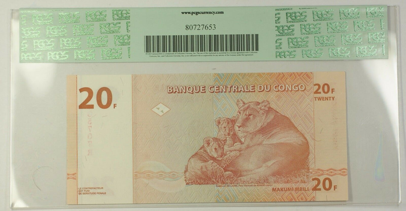 1.11.1997(98) Congo Democratic Repub. 20 Francs Note SCWPM# 88A PCGS GEM 68 PPQ