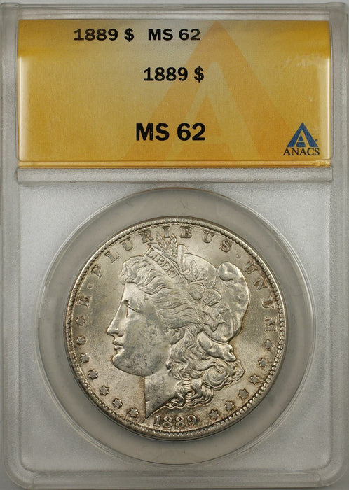 1889 Morgan Silver Dollar Coin $1 ANACS MS-62 Light Toning Better Quality (8B)